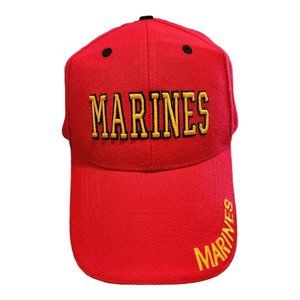 Marines Red Hat Baseball Cap Hook and Loop Adjustable Strap